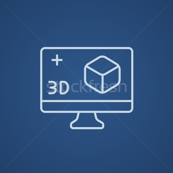 Monitor de calculator 3D cutie linie icoană web Imagine de stoc © RAStudio