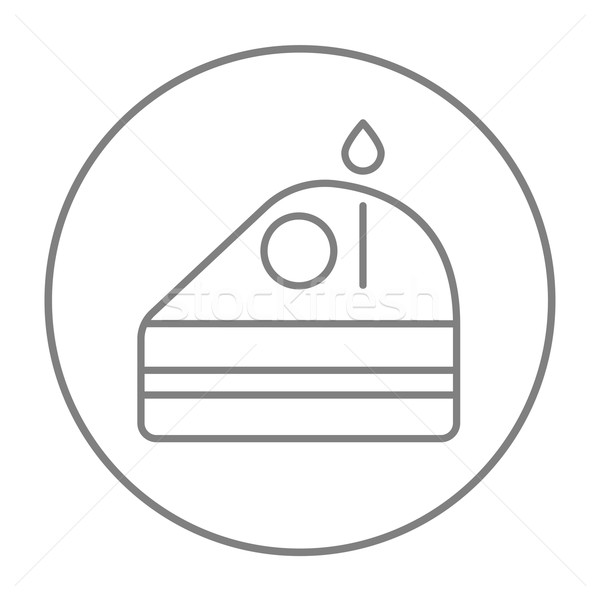 Slice of cake with candle line icon. Stock photo © RAStudio