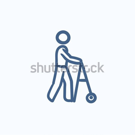 Man with walker line icon. Stock photo © RAStudio