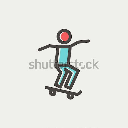 Homme équitation skateboard ligne icône [[stock_photo]] © RAStudio