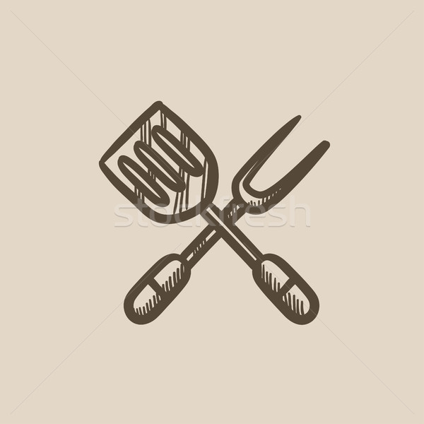 商业照片: 厨房 ·叉· 素描 · 图标