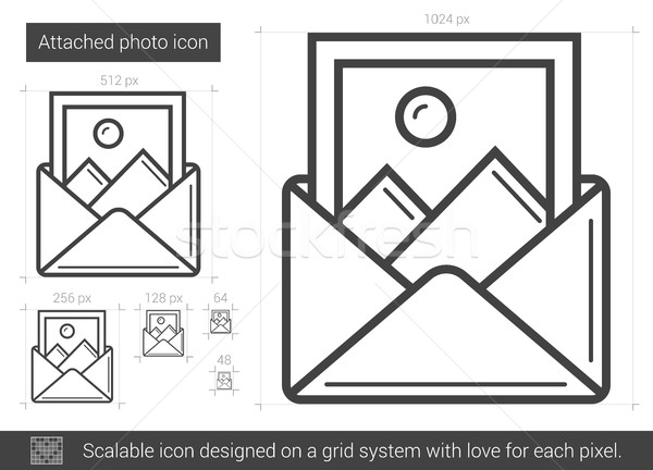 [[stock_photo]]: Attaché · photo · ligne · icône · vecteur · isolé