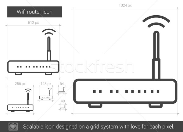 Wifi router linie icoană vector izolat Imagine de stoc © RAStudio