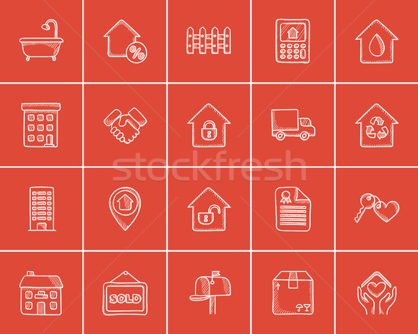 недвижимости эскиз веб мобильных Инфографика Сток-фото © RAStudio