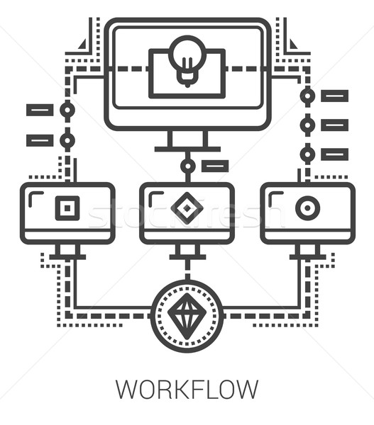 Workflow lijn iconen metafoor project Stockfoto © RAStudio