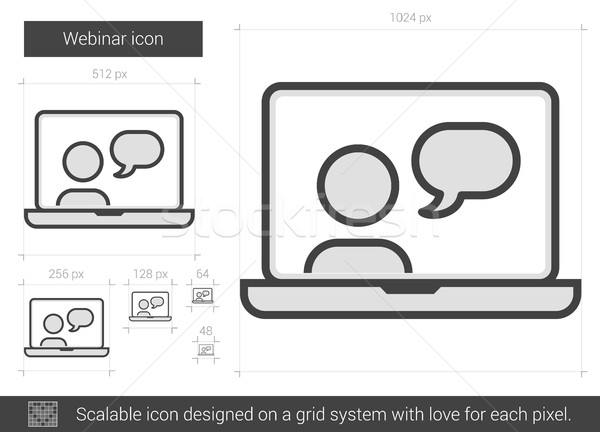 Foto stock: Webinar · linha · ícone · vetor · isolado · branco