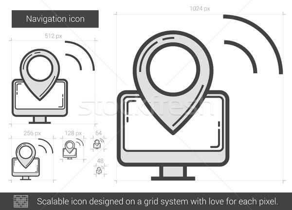 Foto stock: Navegación · línea · icono · vector · aislado · blanco