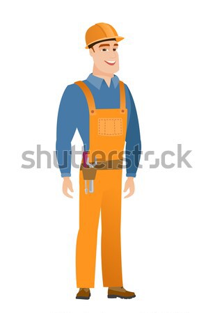 Stock foto: Jungen · glücklich · Builder · Schutzhelm · Arbeitskleidung