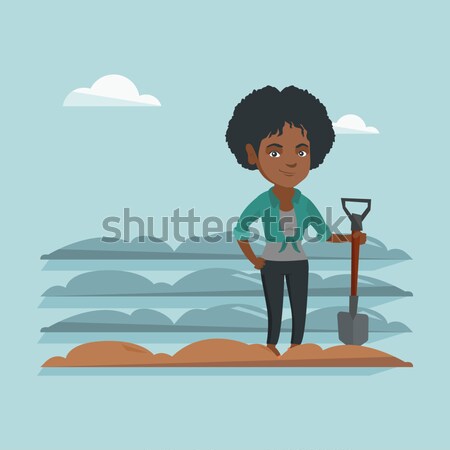 Farmer with shovel at field vector illustration. Stock photo © RAStudio