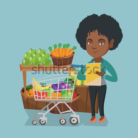Woman with shopping list vector illustration. Stock photo © RAStudio