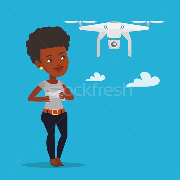 Woman flying drone vector illustration. Stock photo © RAStudio