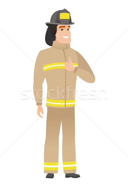 Firefighter giving thumb up vector illustration. Stock photo © RAStudio