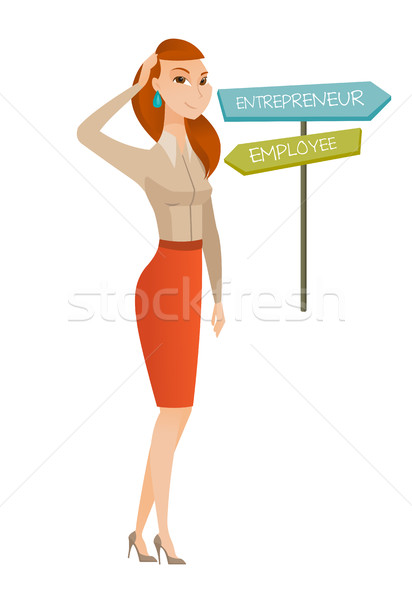 Stock photo: Confused woman choosing career pathway.