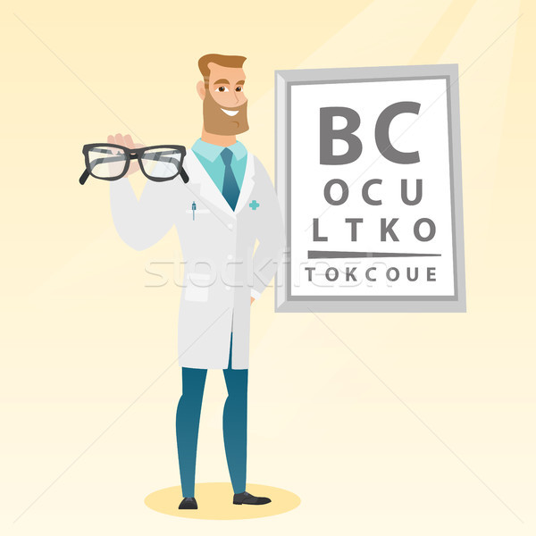 Professional ophthalmologist holding eyeglasses. Stock photo © RAStudio