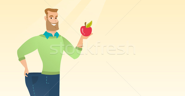 Szczupły człowiek spodnie wyniki diety Zdjęcia stock © RAStudio
