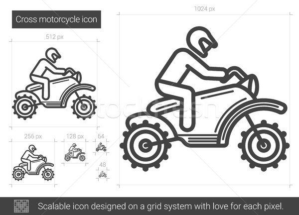 Foto d'archivio: Cross · moto · line · icona · vettore · isolato