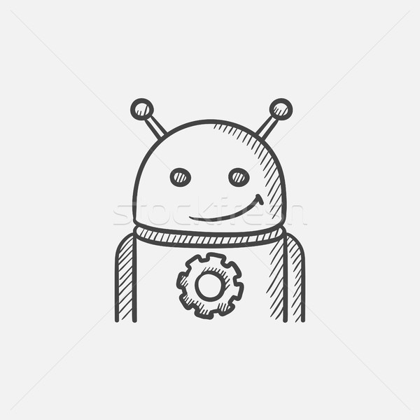 Android with gear sketch icon. Stock photo © RAStudio