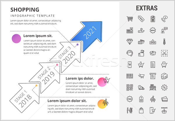 Vásárlás infografika sablon elemek ikonok idővonal Stock fotó © RAStudio