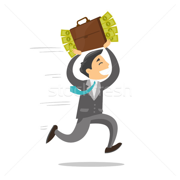 Businessman running with briefcase full of money. Stock photo © RAStudio