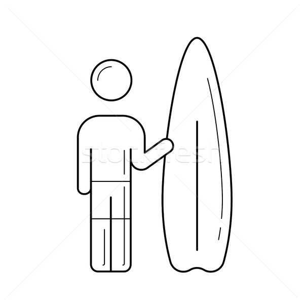 Surfing man line icon. Stock photo © RAStudio