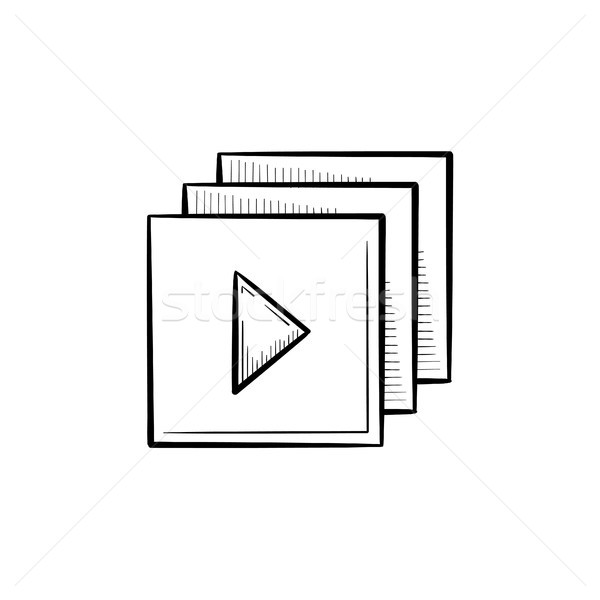 Video player interface with play button hand drawn outline doodle icon. Stock photo © RAStudio