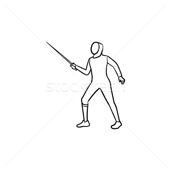 Fencing man hand drawn outline doodle icon. Stock photo © RAStudio