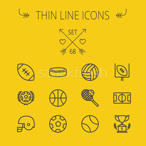 Stock photo: Sports thin line icon set