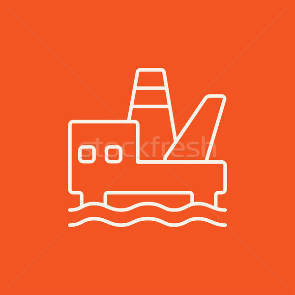 Stock photo: Offshore oil platform line icon.
