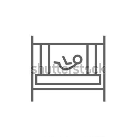 Baby laying in crib line icon. Stock photo © RAStudio