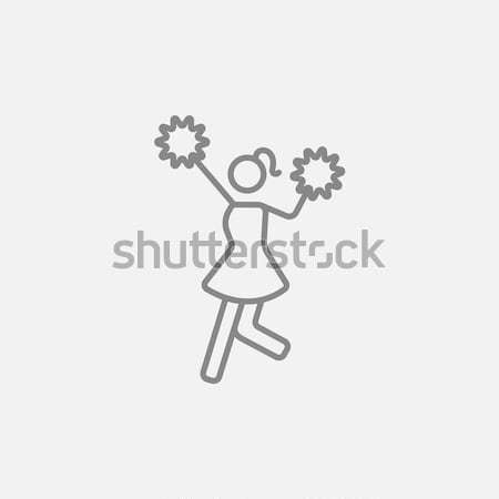 Cheerleader lijn icon hoeken web mobiele Stockfoto © RAStudio