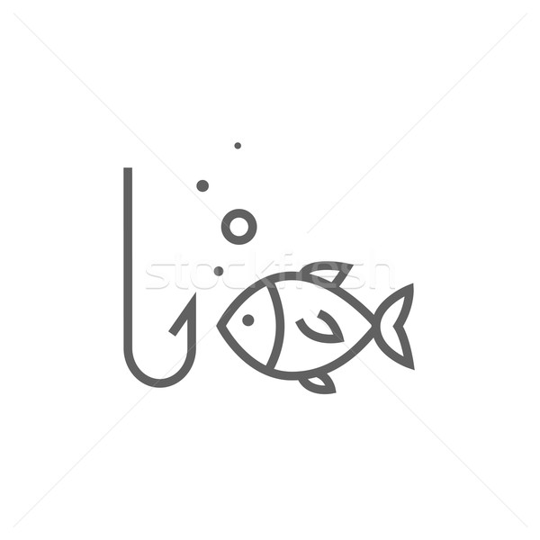 Pesce gancio line icona angoli web Foto d'archivio © RAStudio