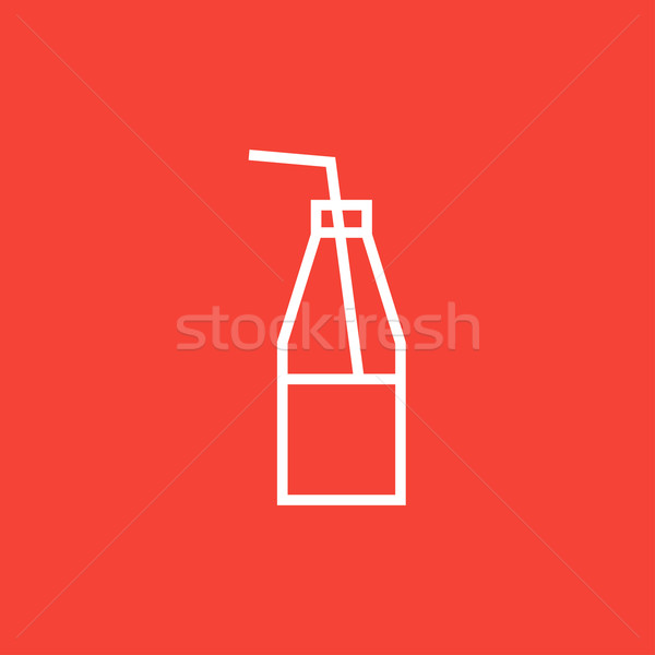 Stockfoto: Glas · fles · drinken · stro · lijn · icon