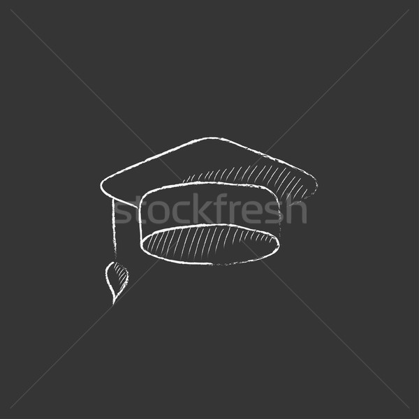 Graduation cap. Drawn in chalk icon. Stock photo © RAStudio
