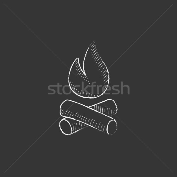 Tábortűz rajzolt kréta ikon kézzel rajzolt vektor Stock fotó © RAStudio