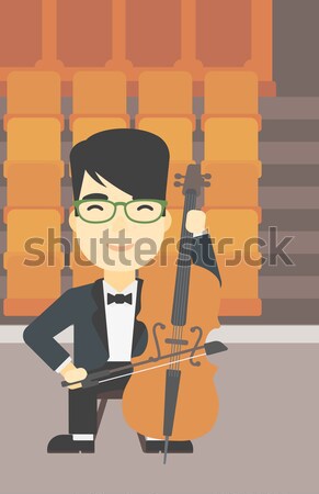 Homme jouer violoncelle barbe vide [[stock_photo]] © RAStudio