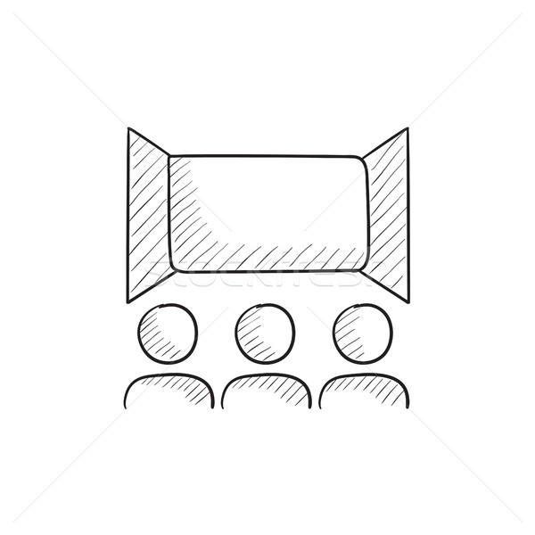 Viewers watching motion picture sketch icon. Stock photo © RAStudio