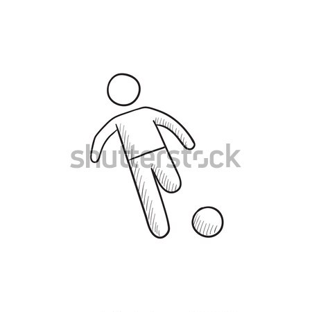 Soccer player with ball sketch icon. Stock photo © RAStudio