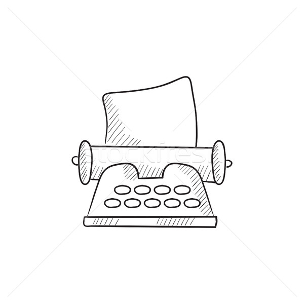 Stockfoto: Schrijfmachine · schets · icon · vector · geïsoleerd