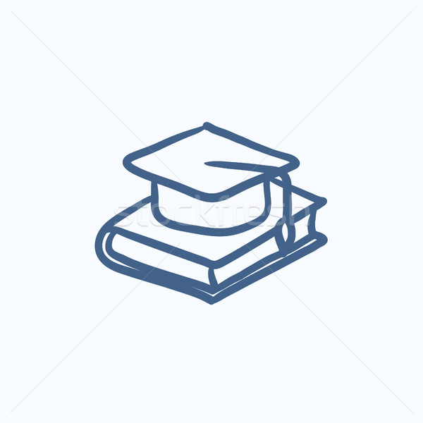 Graduation cap laying on book sketch icon. Stock photo © RAStudio