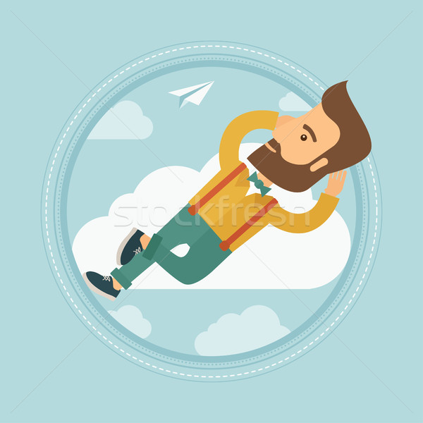 Businessman lying on cloud vector illustration. Stock photo © RAStudio