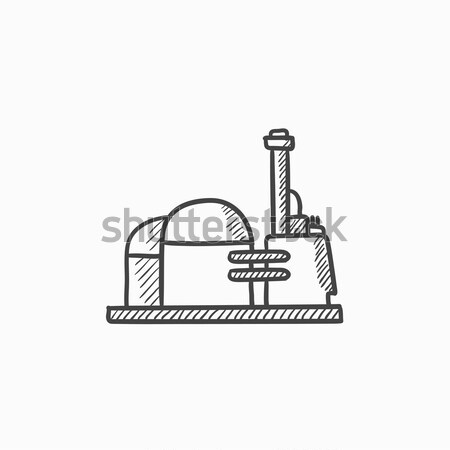 [[stock_photo]]: Usine · croquis · icône · vecteur · isolé · dessinés · à · la · main