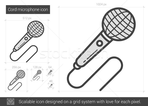 Koord microfoon lijn icon vector geïsoleerd Stockfoto © RAStudio