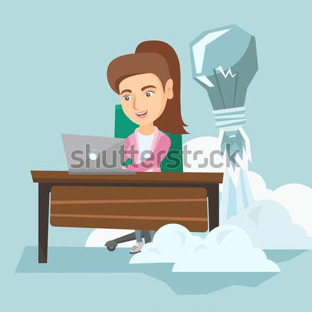 Erfolgreich Business Idee business woman arbeiten Laptop Stock foto © RAStudio