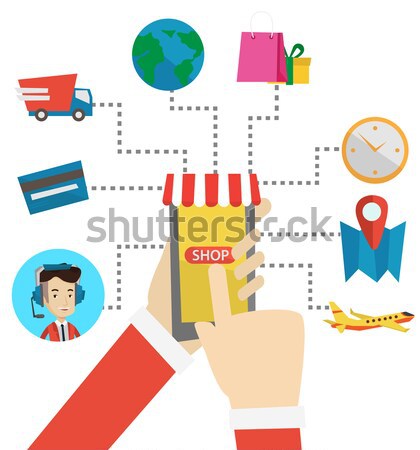 Online vásárlás vektor terv illusztráció emberi kezek Stock fotó © RAStudio