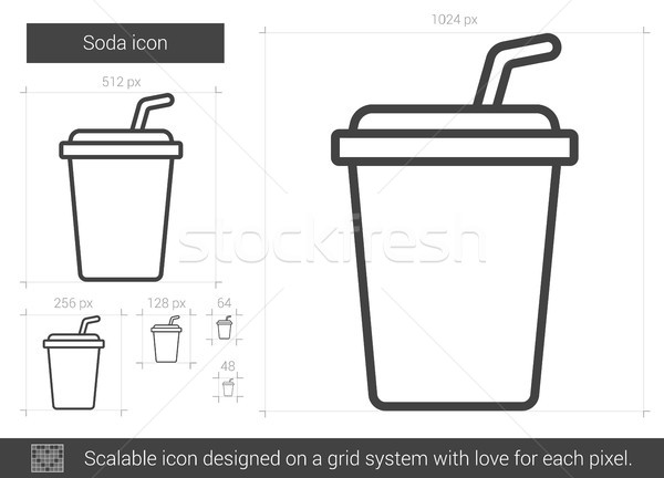 ストックフォト: ソーダ · 行 · アイコン · ベクトル · 孤立した · 白