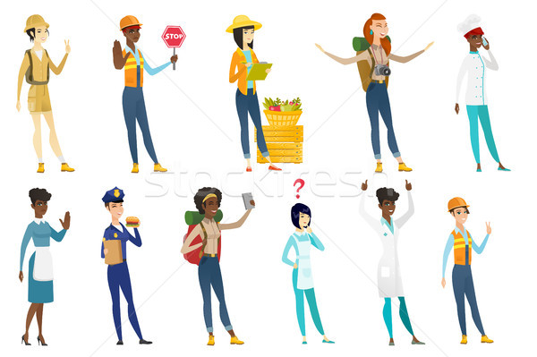 Professional women vector illustrations set. Stock photo © RAStudio