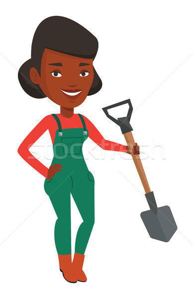 Stock photo: Farmer with shovel vector illustration.