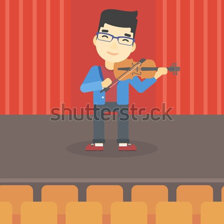 Mann spielen Violine Hipster Bart Bühne Stock foto © RAStudio