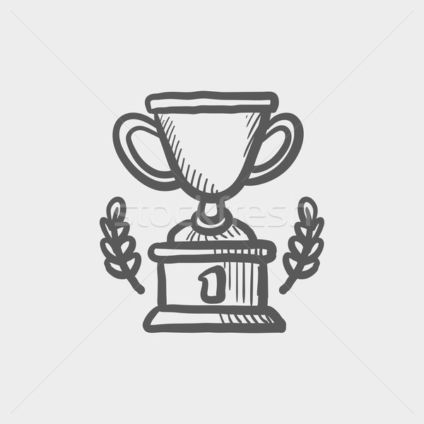 Stockfoto: Trofee · eerste · plaats · winnaar · schets · icon · web