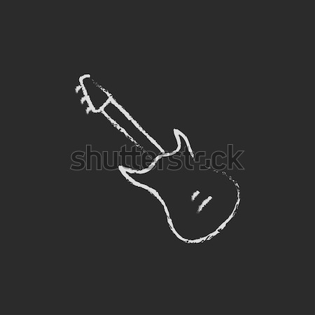 [[stock_photo]]: Guitare · électrique · icône · craie · dessinés · à · la · main · tableau · noir